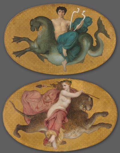 Arion on a Sea Horse and Bacchante on a Panther (pair) de William Adolphe Bouguereau