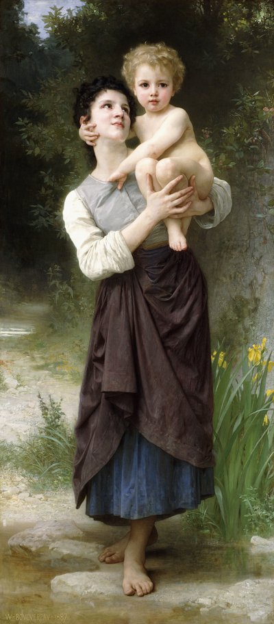 Cuadro La hermana mayor de Bouguereau, tela al óleo.