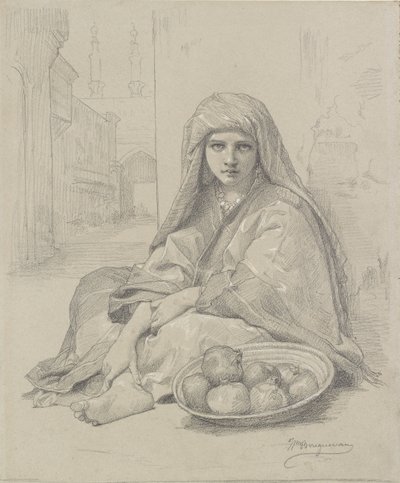 Chica norteafricana vendiendo granadas, finales del siglo XIX de William Adolphe Bouguereau
