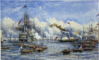 Visita de Su Majestad al buque insignia el 11 de agosto de William Adolphus Knell