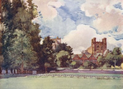 Christchurch Meadows, el centro turístico de moda cuando "Tom Brown" y "Verdant Green" eran estudiantes (litografía en color) de William Ainsworth Wildman