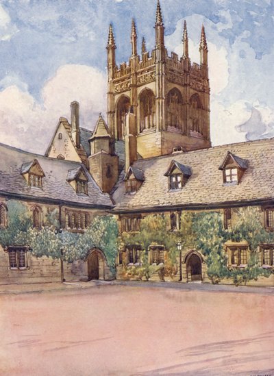 "Mob quad", Merton College (litografía en color) de William Ainsworth Wildman