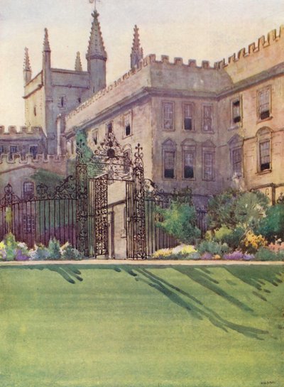 New College desde el jardín (litografía en color) de William Ainsworth Wildman