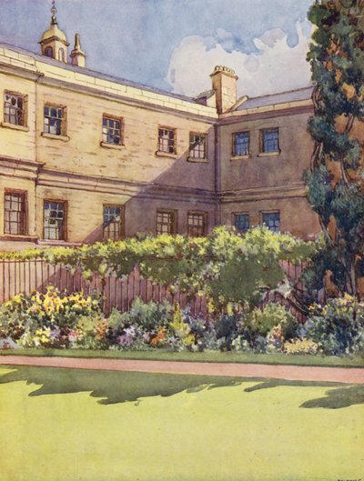 Trinity College desde el jardín (litografía en color) de William Ainsworth Wildman