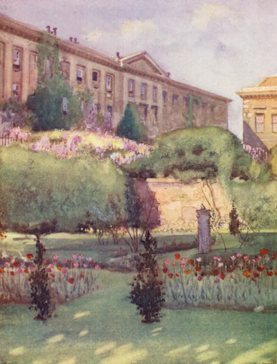 Worcester College desde el jardín del Preboste (litografía en color) de William Ainsworth Wildman