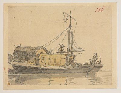 136. A junk, de un Álbum de 372 dibujos de paisajes, costas, disfraces y la vida cotidiana realizados durante la embajada de Lord Macartney ante el Emperador de China, entre 1792 y 1794 (lápiz y acuarela sobre papel) de William Alexander
