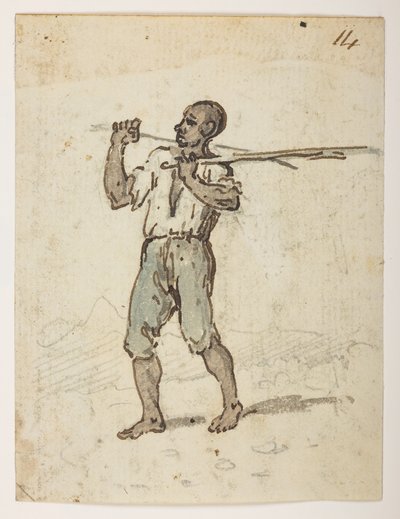 14 Habitante de San Jago.  de un álbum de 372 dibujos de paisajes, costas, disfraces y la vida cotidiana realizados durante la embajada de Lord Macartney ante el emperador de China, entre 1792 y 1794 (lápiz y acuarela sobre papel) de William Alexander