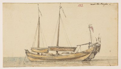 152 Barco ‘cerca del Payho’.  , de un Álbum de 372 dibujos de paisajes, costas, disfraces y la vida cotidiana realizados durante la embajada de Lord Macartney ante el Emperador de China, entre 1792 y 1794 (lápiz y acuarela sobre papel) de William Alexander