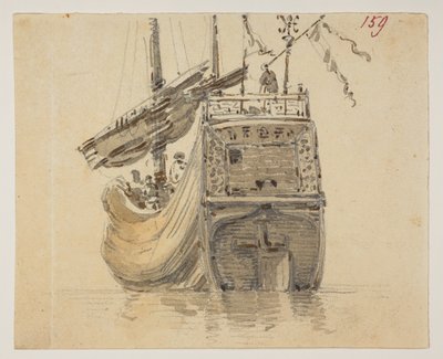 159 Un barco.  , de un Álbum de 372 dibujos de paisajes, costas, disfraces y la vida cotidiana realizados durante la embajada de Lord Macartney ante el Emperador de China, entre 1792 y 1794 (lápiz y acuarela sobre papel) de William Alexander