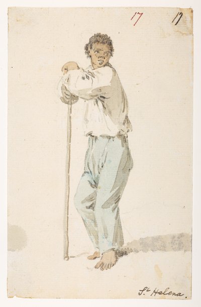 17 Habitantes de ‘St. Elena.  de un álbum de 372 dibujos de paisajes, costas, disfraces y la vida cotidiana realizados durante la embajada de Lord Macartney ante el emperador de China, entre 1792 y 1794 (lápiz y acuarela sobre papel) de William Alexander
