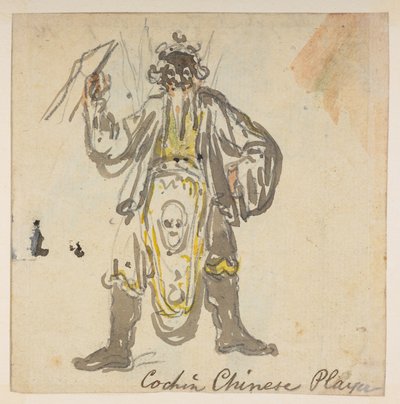 185v. Jugador chino de Cochin. , de un Álbum de 372 dibujos de paisajes, costas, disfraces y la vida cotidiana realizados durante la embajada de Lord Macartney ante el Emperador de China, entre 1792 y 1794 (lápiz y acuarela sobre papel) de William Alexander
