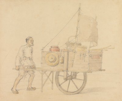 Transportista chino con su carretilla a vela de William Alexander