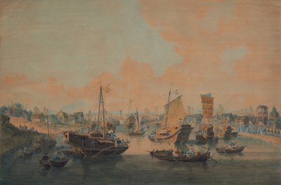 Barcazas chinas de la Embajada pasando por una esclusa del Gran Canal de William Alexander