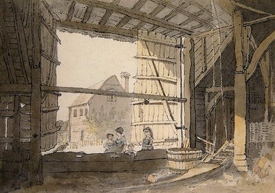 Figuras en la Entrada de un Granero en Parsonage House, cerca de Addington, Kent de William Alexander