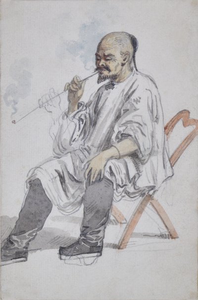 Hombre chino sentado fumando de William Alexander