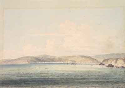 El pueblo de Almandral en la bahía de Valparaíso, con vistas a los Andes de William Alexander