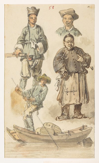 f.11 58 Estudios de chino,  de un álbum de 372 dibujos de paisajes, costas, disfraces y la vida cotidiana realizados durante la embajada de Lord Macartney ante el emperador de China, entre 1792 y 1794 (lápiz y acuarela sobre papel) de William Alexander