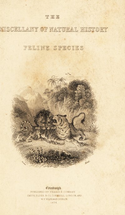 Portada con viñeta de un león atacando a un tigre. 1834 (grabado) de William Alexander Forbes