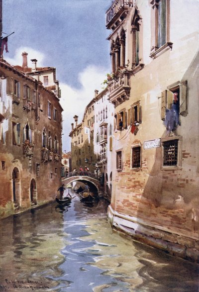 Río del Olio, Venecia, Italia (litografía en color) de William Alister Macdonald