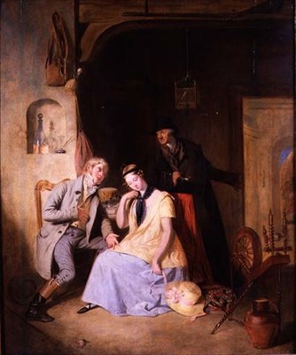 Un Pretendiente con su Amante siendo Presionado por el Cochero para una Rápida Huida de William Allan