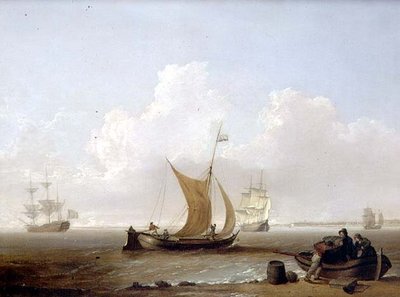 Un kaag holandés y otros barcos holandeses frente a la costa de Holanda de William Anderson