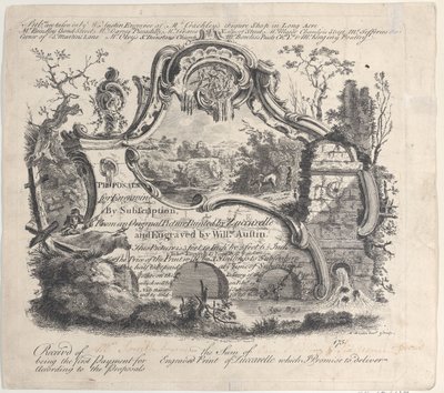 Propuesta para grabado por suscripción de una pintura original pintada por Zuccarelle, 1756 de William Austin