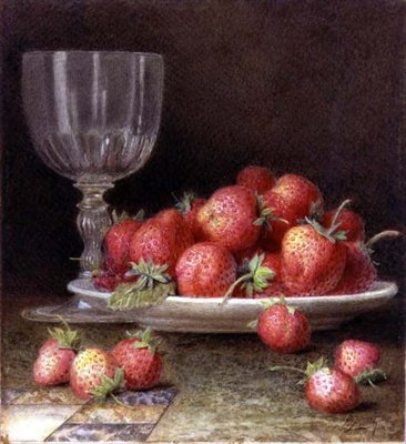 Fresas y un vaso de William B. Hough
