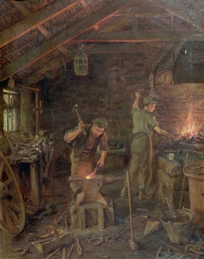Con martillo y mano, todas las artes se mantienen (La forja) de William Banks Fortescue