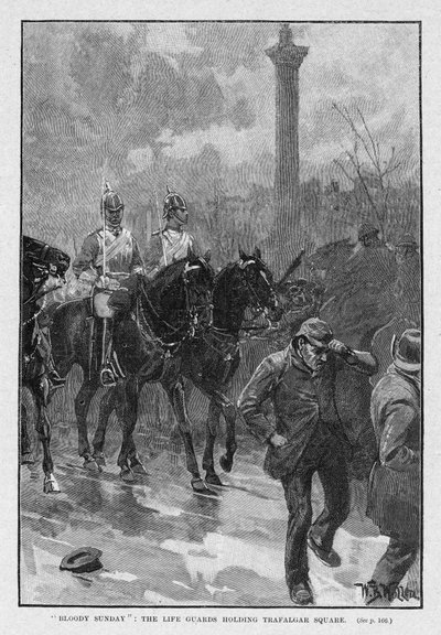 Domingo Sangriento: Los Guardias de la Vida sosteniendo Trafalgar Square de William Barnes Wollen