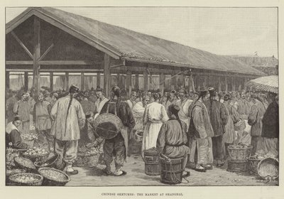 Bocetos chinos, el mercado en Shanghái de William Barnes Wollen