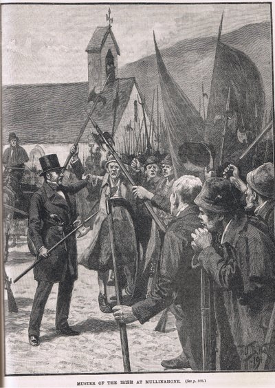 Reunión de los irlandeses en Mullinahone, ilustración de 