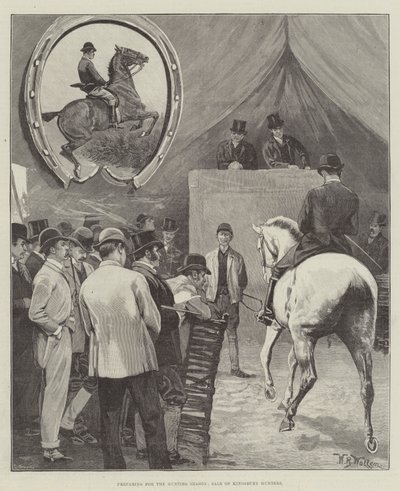 Preparativos para la temporada de caza, venta de cazadores de Kingsbury de William Barnes Wollen