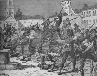 Lucha callejera en Málaga, c1890 de William Barnes Wollen