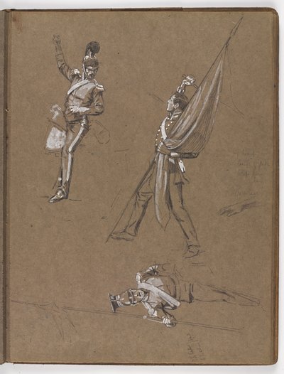 Estudios para la pintura al óleo, La bandera: Albuhera, 16 de mayo de 1811 (detalle) de William Barnes Wollen