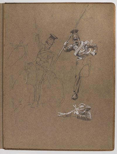 Estudios para la pintura al óleo, ¿La bandera: Albuhera, 16 de mayo de 1811? de William Barnes Wollen