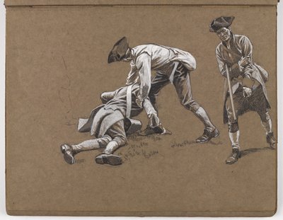 Estudio para la pintura al óleo de William Barns Wollen, La Batalla de Lexington 1775 de William Barnes Wollen