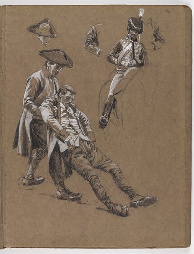 Estudio para la pintura al óleo de William Barns Wollen, ¿La batalla de Lexington 1775? de William Barnes Wollen