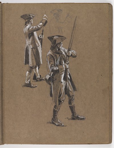 Estudio para la pintura al óleo de William Barns Wollen, ¿La Batalla de Lexington 1775? de William Barnes Wollen