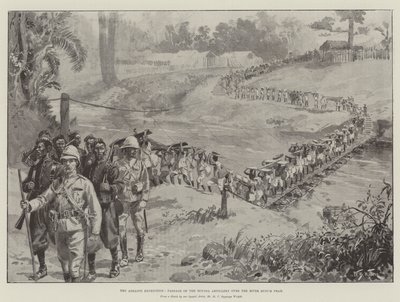 La expedición Ashanti, paso de la artillería Houssa sobre el río Busum Prah de William Barnes Wollen