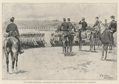 Las Maniobras de Otoño, Sir Evelyn Wood inspeccionando la Infantería Ligera de las Tierras Altas en Aldershot de William Barnes Wollen