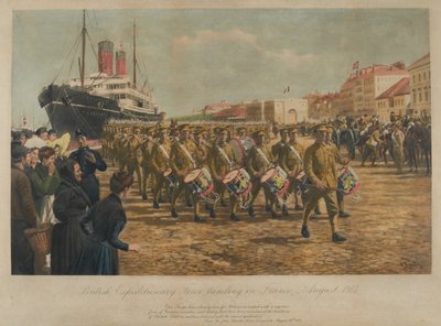 La Fuerza Expedicionaria Británica desembarcando en Francia, agosto de 1914 de William Barnes Wollen