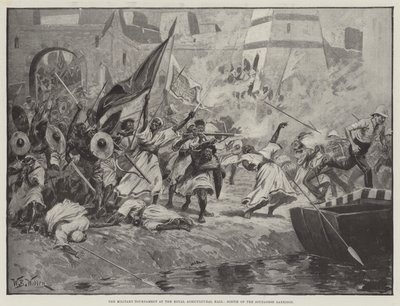 El Torneo Militar en el Royal Agricultural Hall, Salida de la Guarnición Sudanesa de William Barnes Wollen