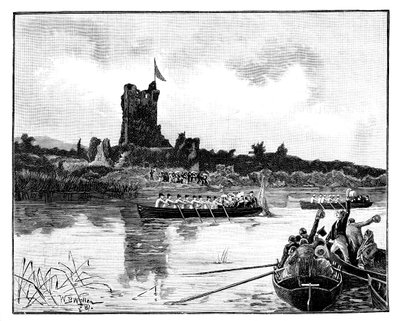 El tour real en Irlanda, visita al Castillo de Ross, Killarney, 1887 de William Barnes Wollen