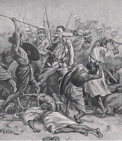 El cuadrado en Abu-Klea, 17 de enero de 1885, ilustración de British Battles on Land and Sea, 1915 de William Barnes Wollen