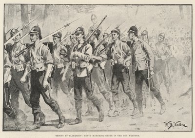 Tropas en Aldershot, orden de marcha pesada en el clima cálido de William Barnes Wollen
