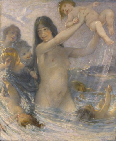 Ninfa y bebés de agua jugando de William Baxter Closson