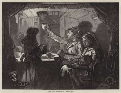 Vida en el canal, hora del té en un barco mono de William Bazett Murray