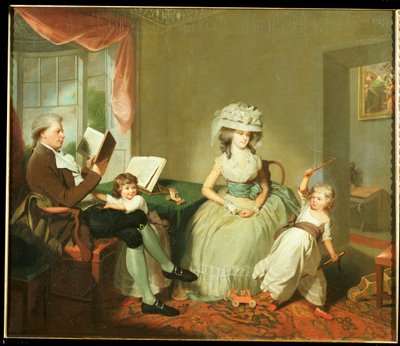 Un retrato de grupo del Sr. y la Sra. Hayward con sus hijos, Mathilda y George, c.1789 de William Beechey