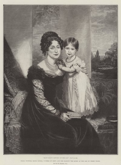 SAR Victoria María Luisa, duquesa de Kent, y Su Majestad la Reina a los tres años de William Beechey