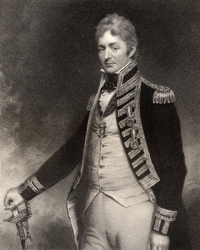 Sir Thomas Troubridge, 1er Baronet, grabado por W. Holl, de 